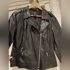 Faux-leather Moto jacket with asymmetrical zip